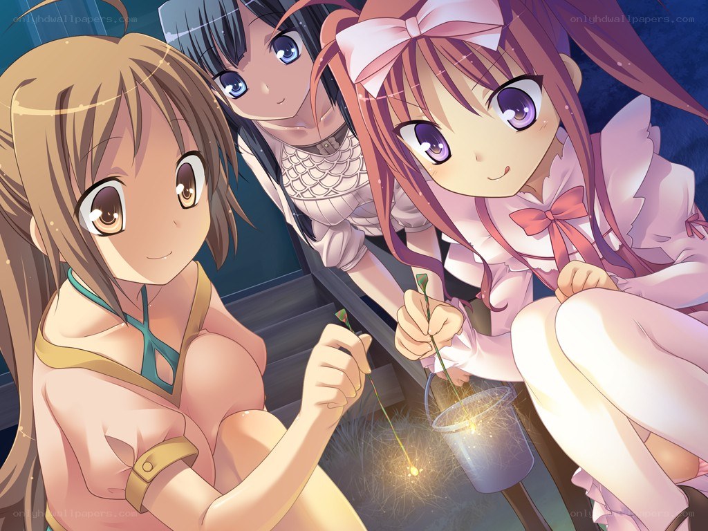 Three girls with sparklers