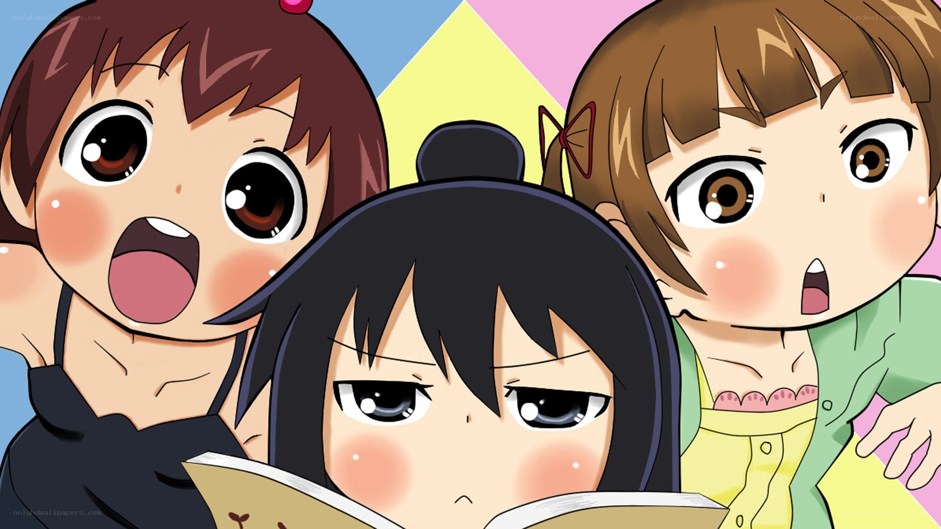 Three girls with surprised expressions