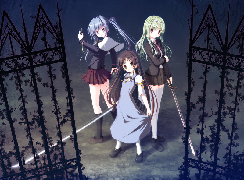 Three Girls with Swords — Blue