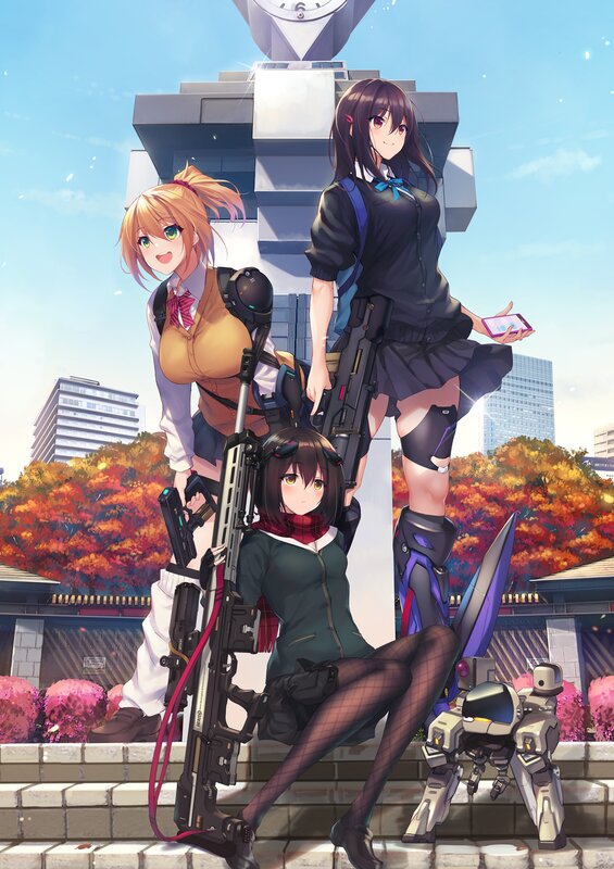 Three Girls with Weapons — Blue, Calm