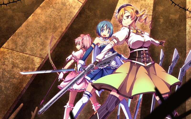 three girls with weapons