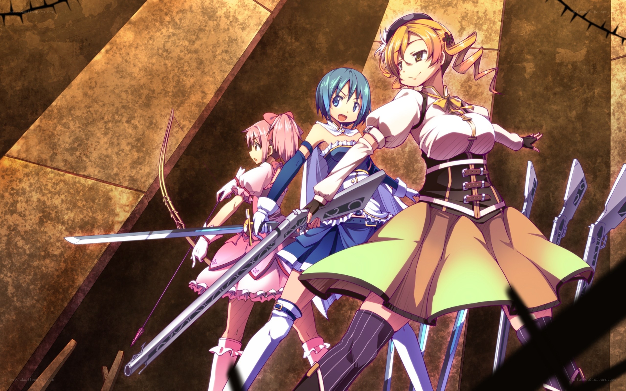 three girls with weapons