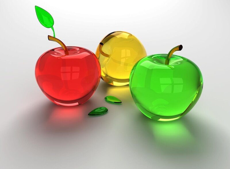 Three Glass Apples — Red, Clean