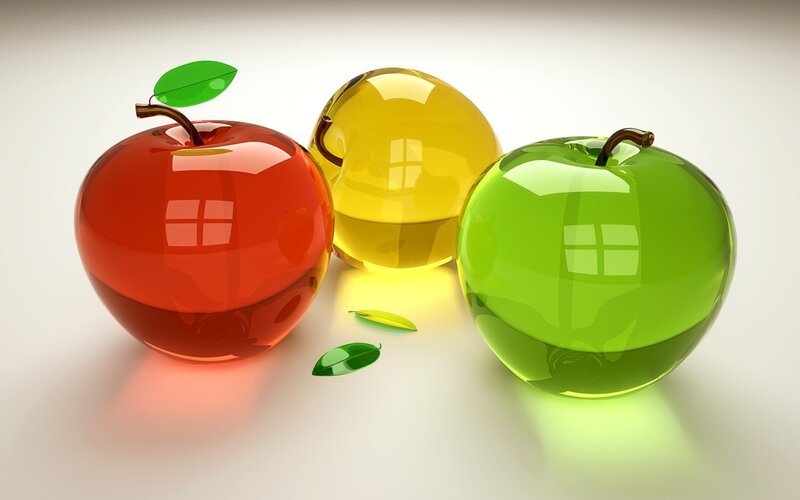 Three glass apples