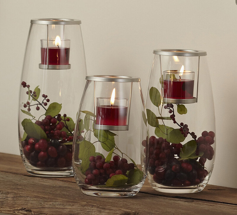 Three Glass Candle Holders