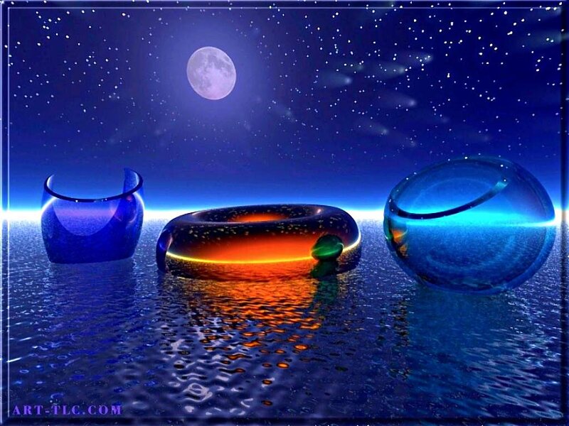 Three Glass Objects in Water