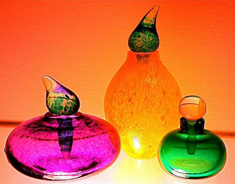 Three Glass Perfume Bottles