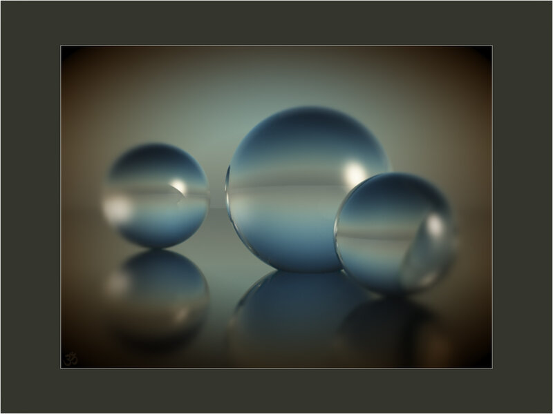 Three Glass Spheres — Blue