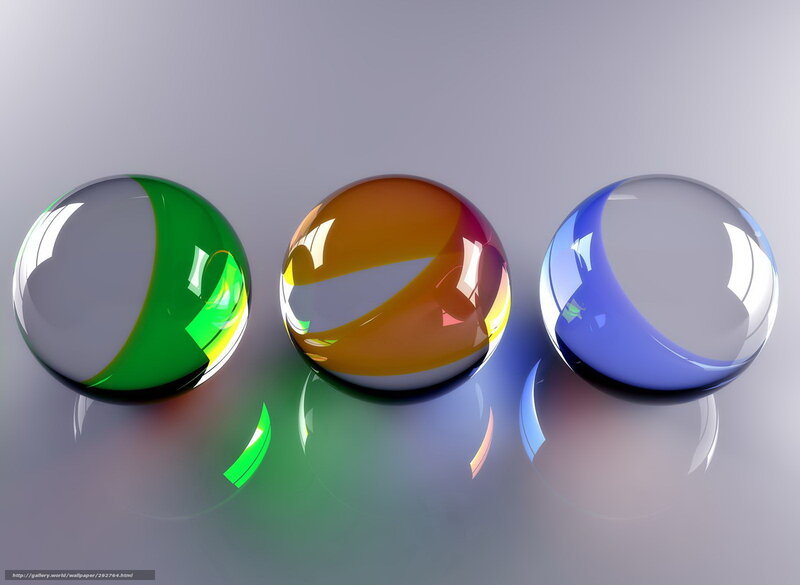 Three Glass Spheres — Green, Calm, 3d Render