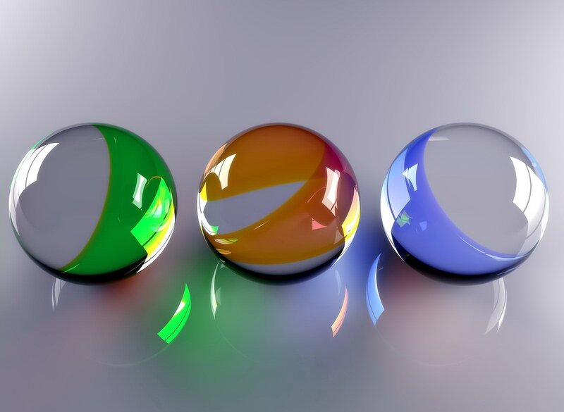 Three Glass Spheres — Green, Calm