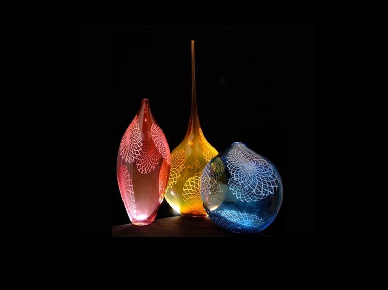 Three Glass Vases — Red