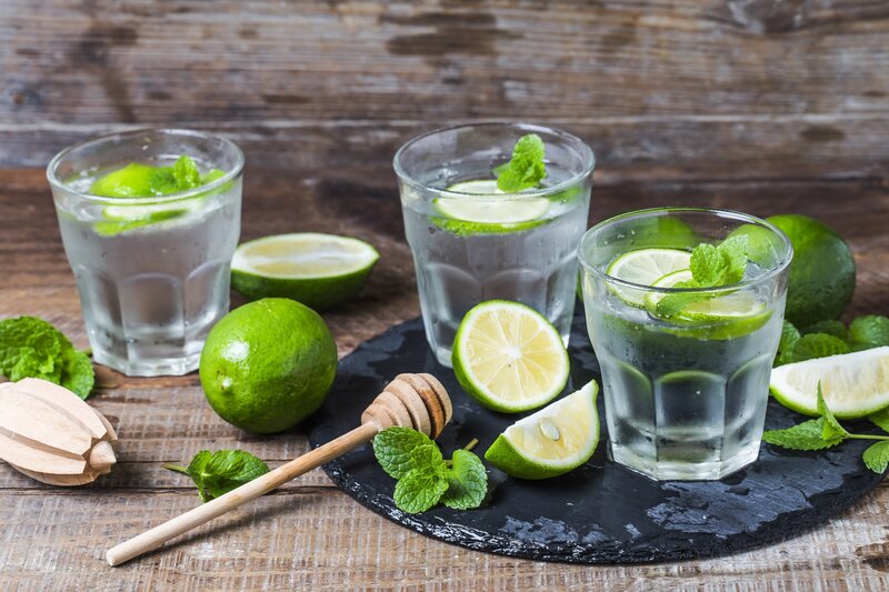 Three Glasses of Lime Mint Drink