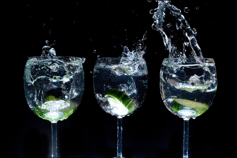 Three Glasses with Water — Black