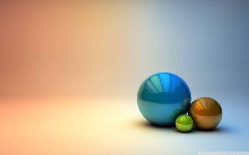 Three Glossy Spheres — Blue
