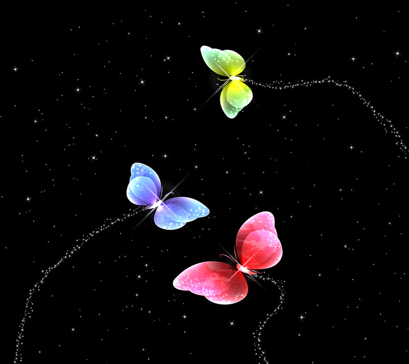 Three Glowing Butterflies