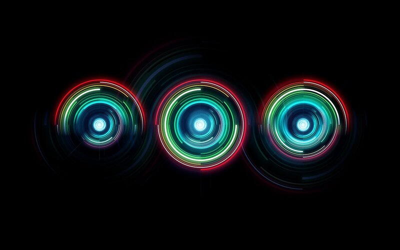 Three Glowing Circles — Black
