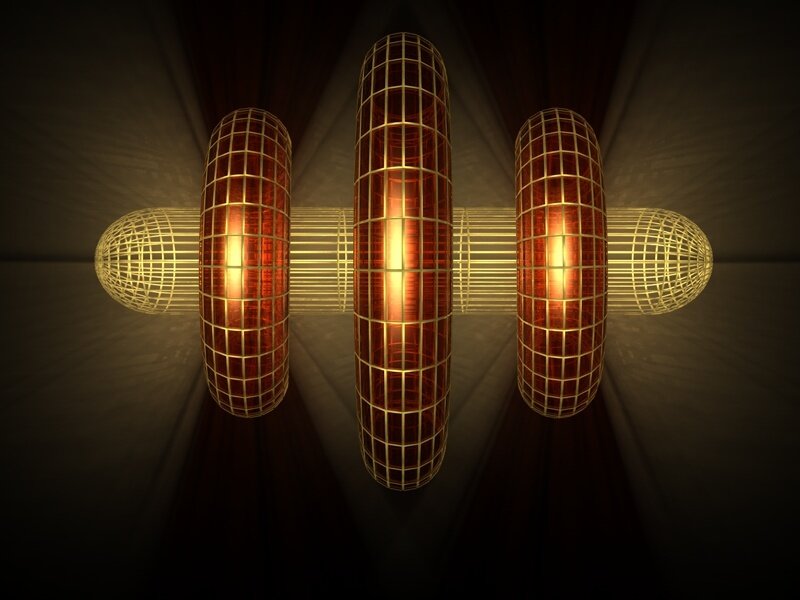 Three Glowing Cylinders