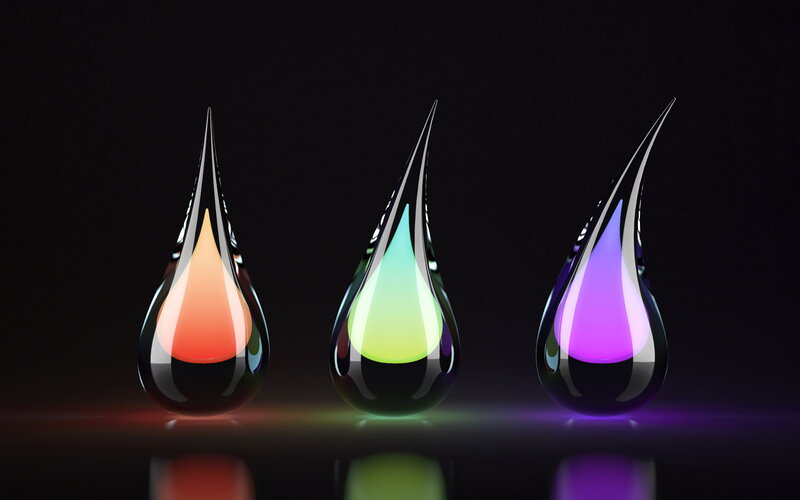 Three Glowing Droplets