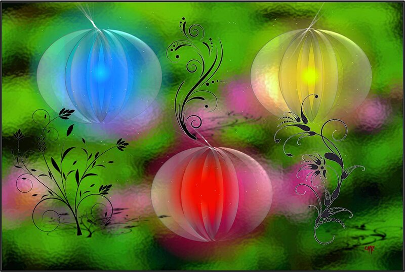 Three Glowing Orbs — Green