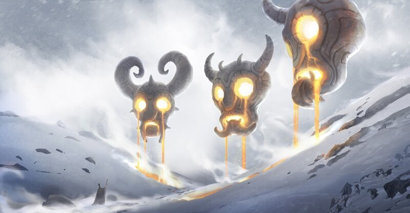 Three Glowing Skulls — White