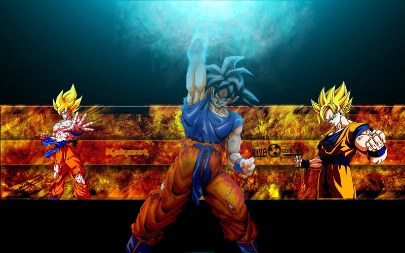 Three Goku Characters — Blue, Dramatic
