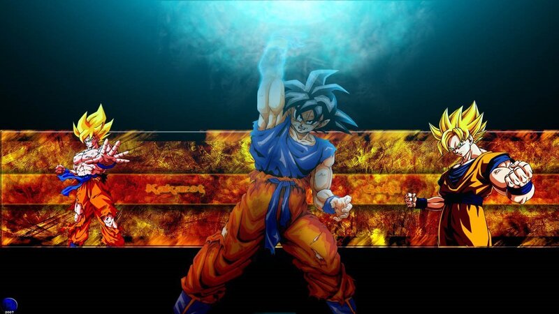 Three Goku Characters — Blue