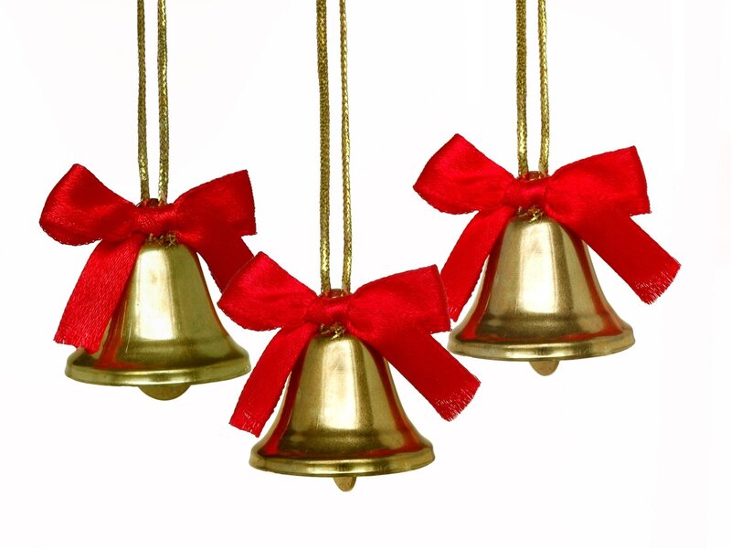 Three Gold Bells with Red Bows