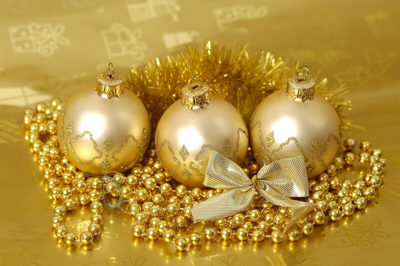 Three Gold Ornaments