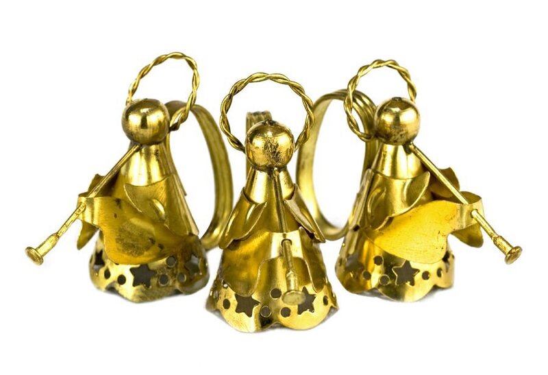 Three Golden Angel Ornaments