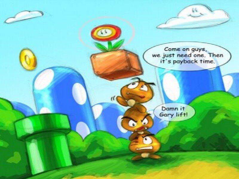 Three Goombas Stacking