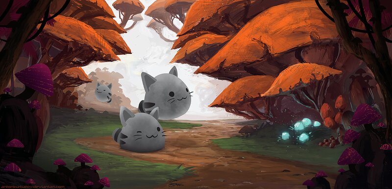 Three Gray Cat Creatures
