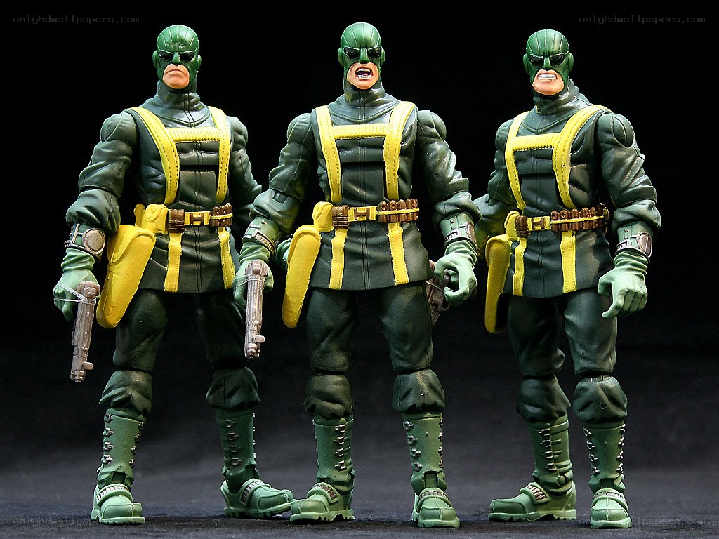 three green action figures