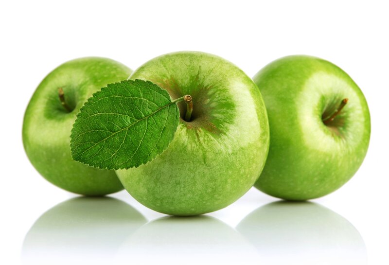 Three Green Apples — Clean, Photograph, Leaf