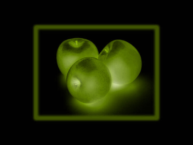 three green apples in frame