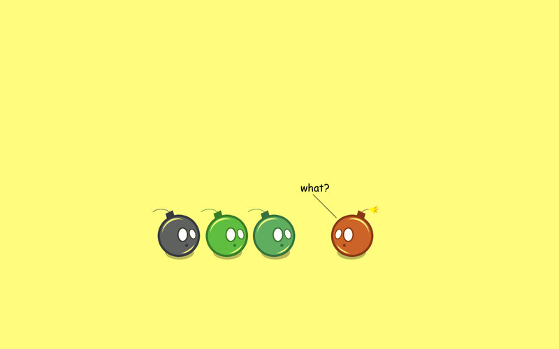 Three Green Bombs and One Brown Bomb