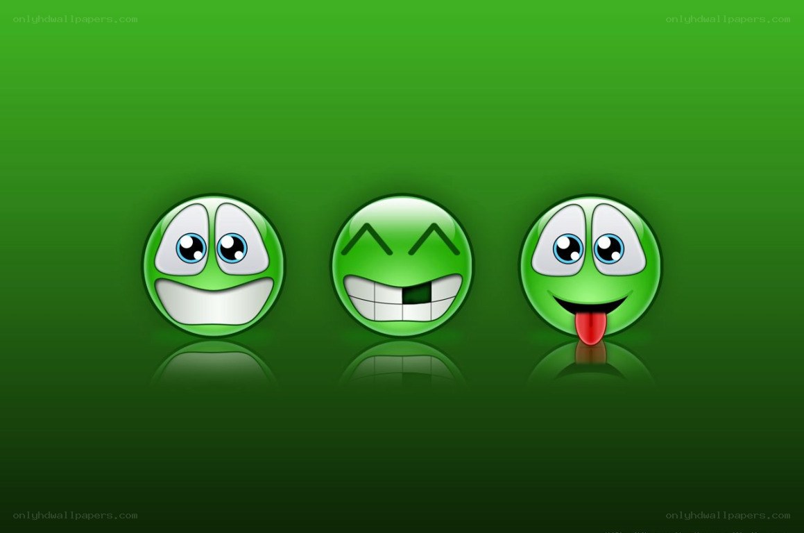 three green emoji faces