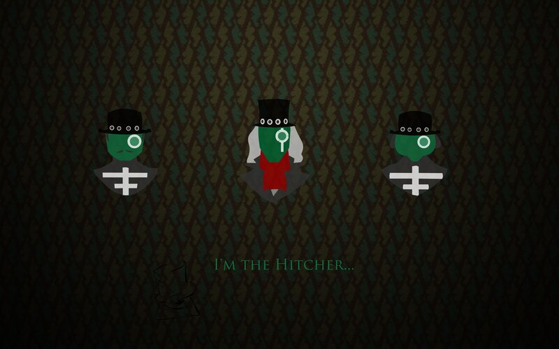 Three Green Figures