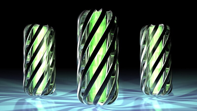 Three Green Glowing Cylinders — Dramatic, 3d Render, Light
