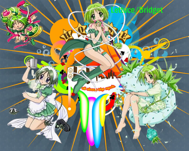 Three Green-haired Anime Girls