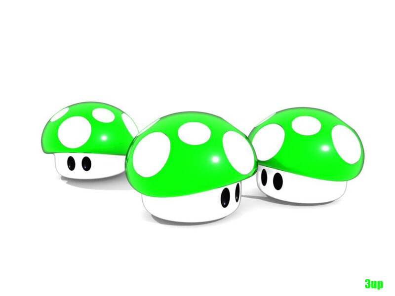 three green mushrooms