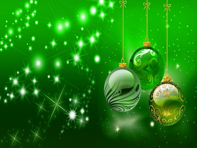 Three Green Ornaments