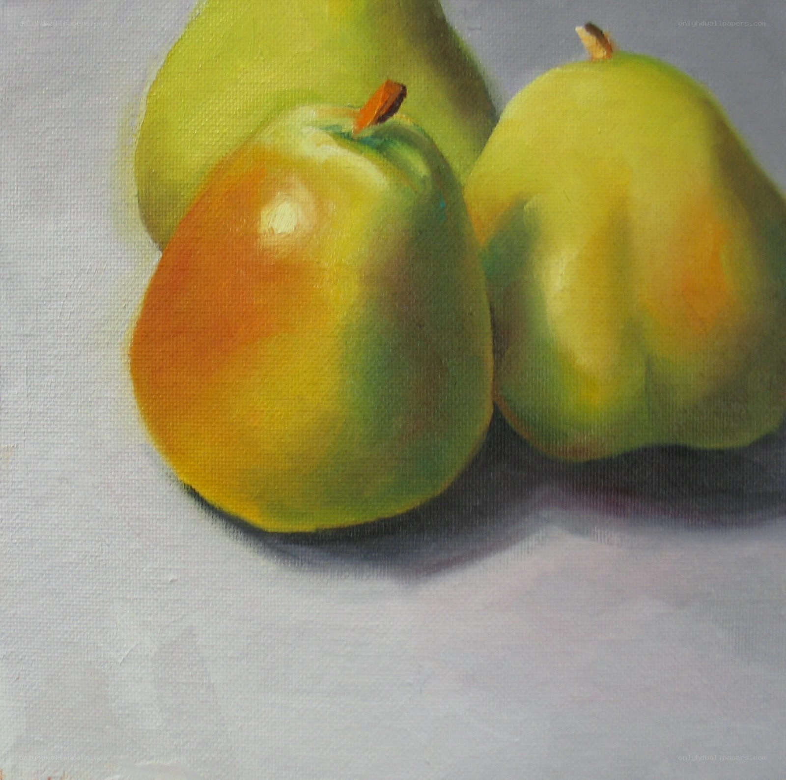 Three green pears