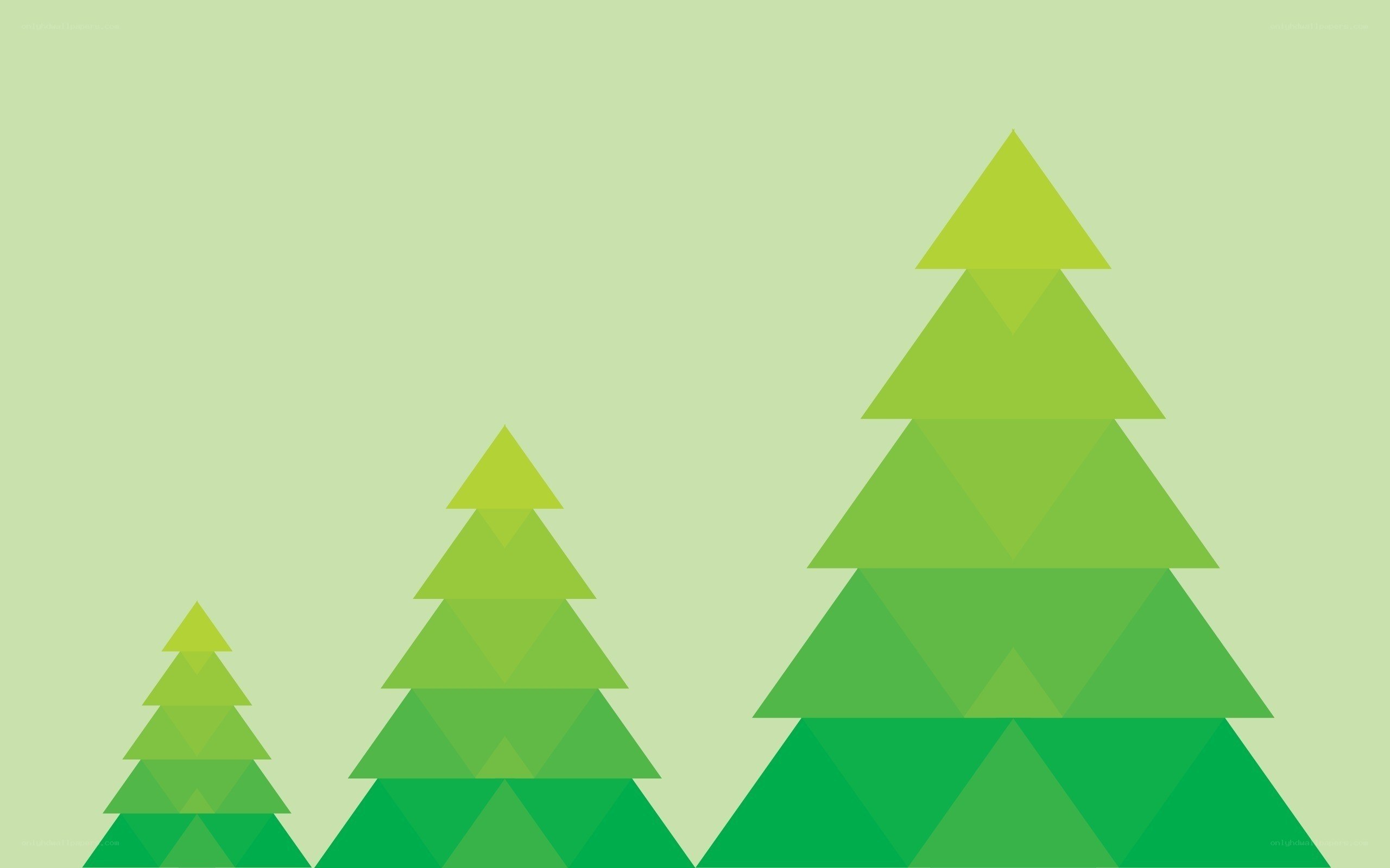 Three green trees on a light background
