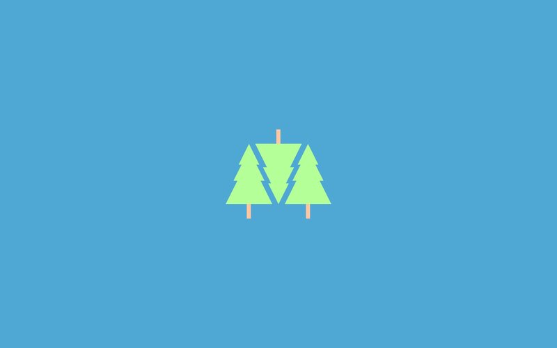 three green trees on blue