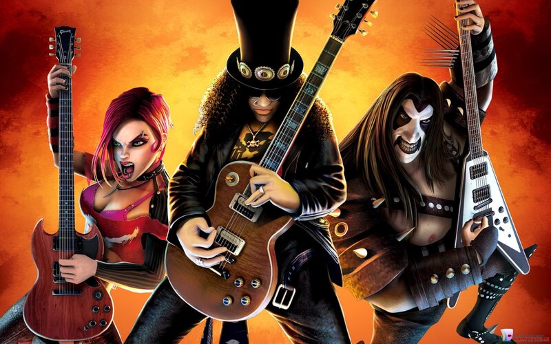 Three Guitarists in Rock Attire
