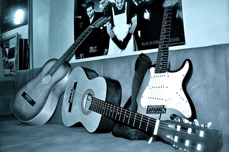 Three Guitars on a Couch