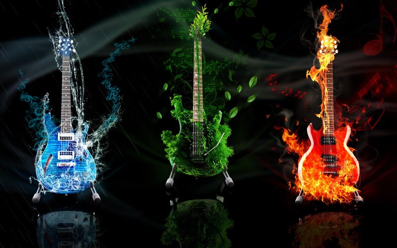 Three Guitars with Elements