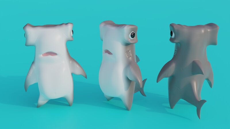Three Hammerhead Sharks