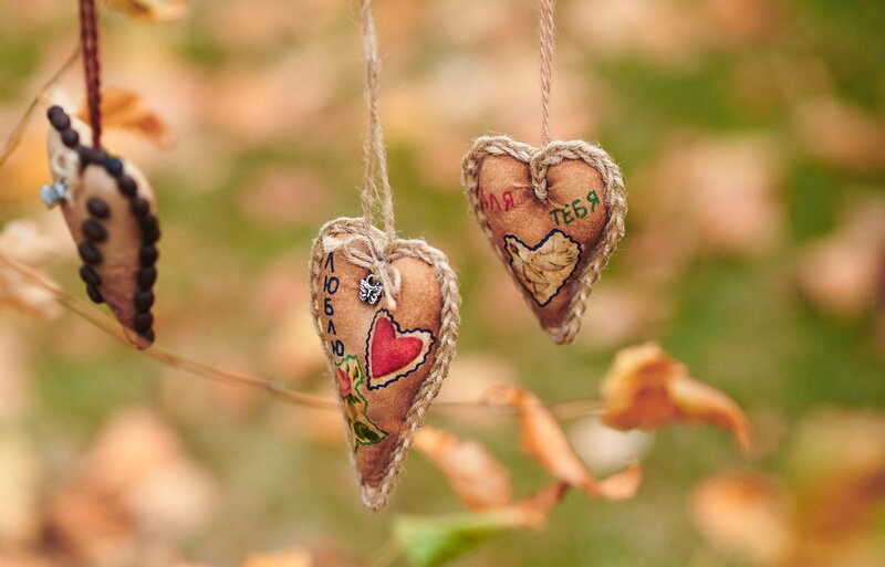 Three Hanging Heart Ornaments