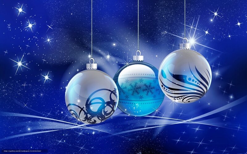 Three Hanging Ornaments — Blue, Festive, Night